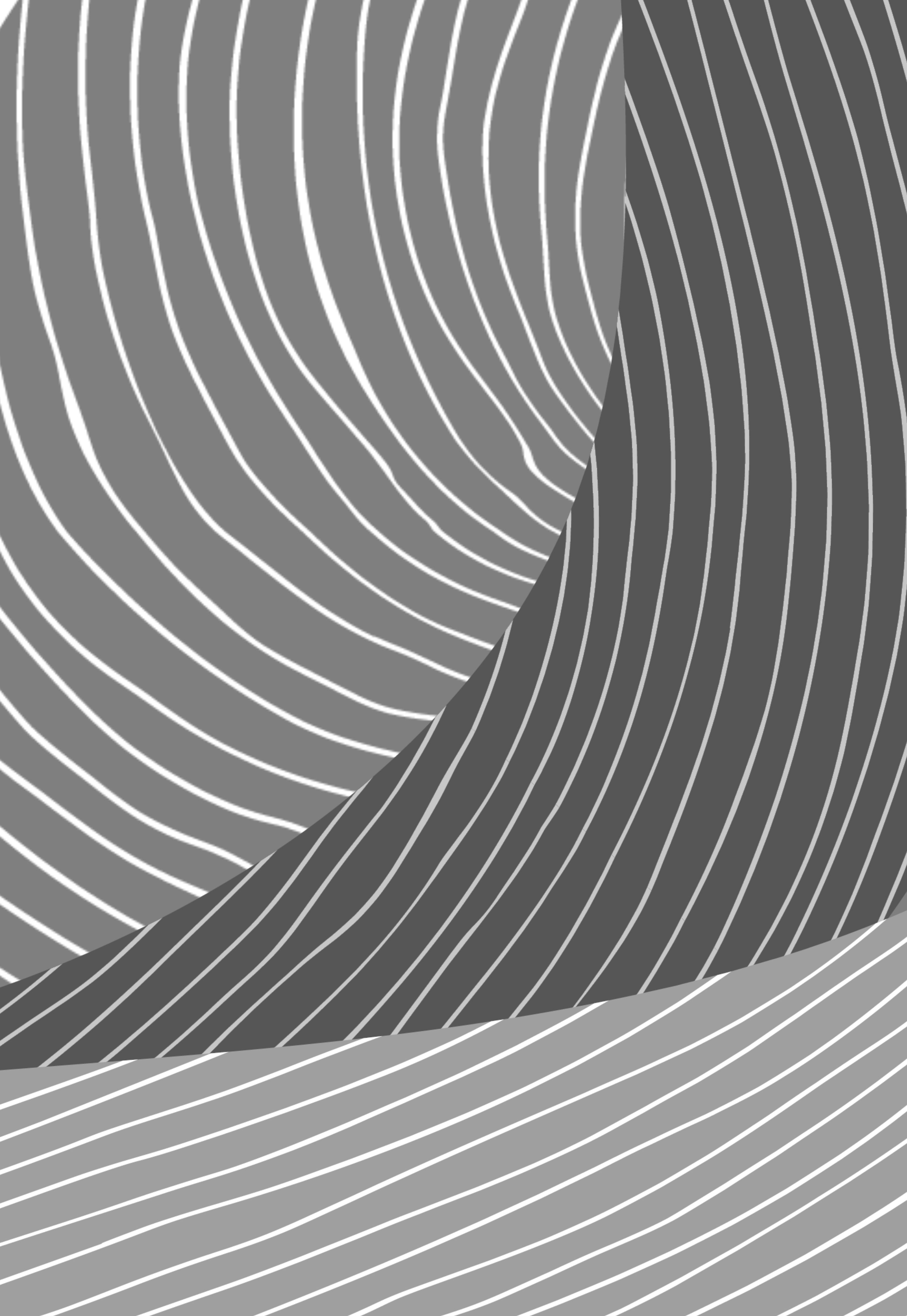 Three overlapping grey shapes with wave-like white line details.