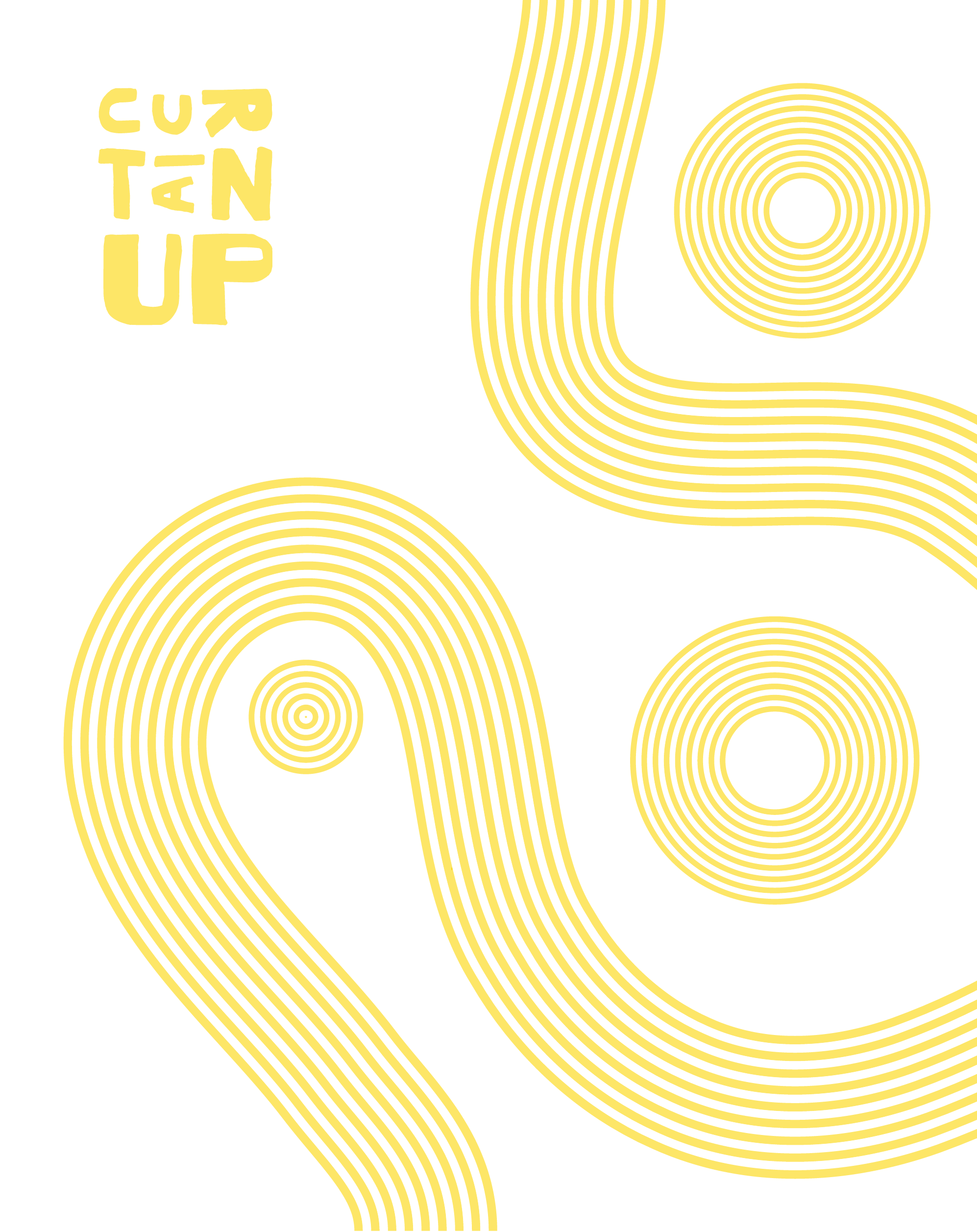 Yellow t-shirt with striped brand lines and logo.